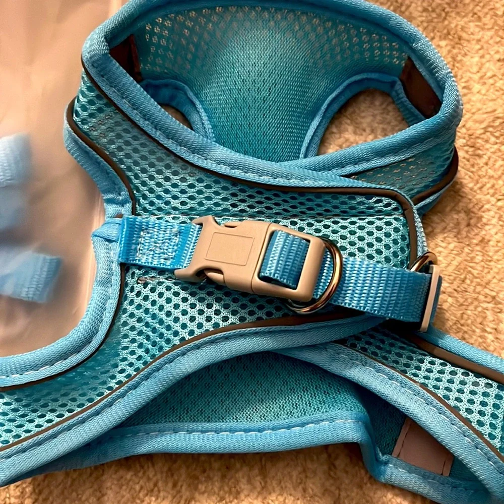 NWT Light Blue Reflective Double Secure Harness & Leash Set